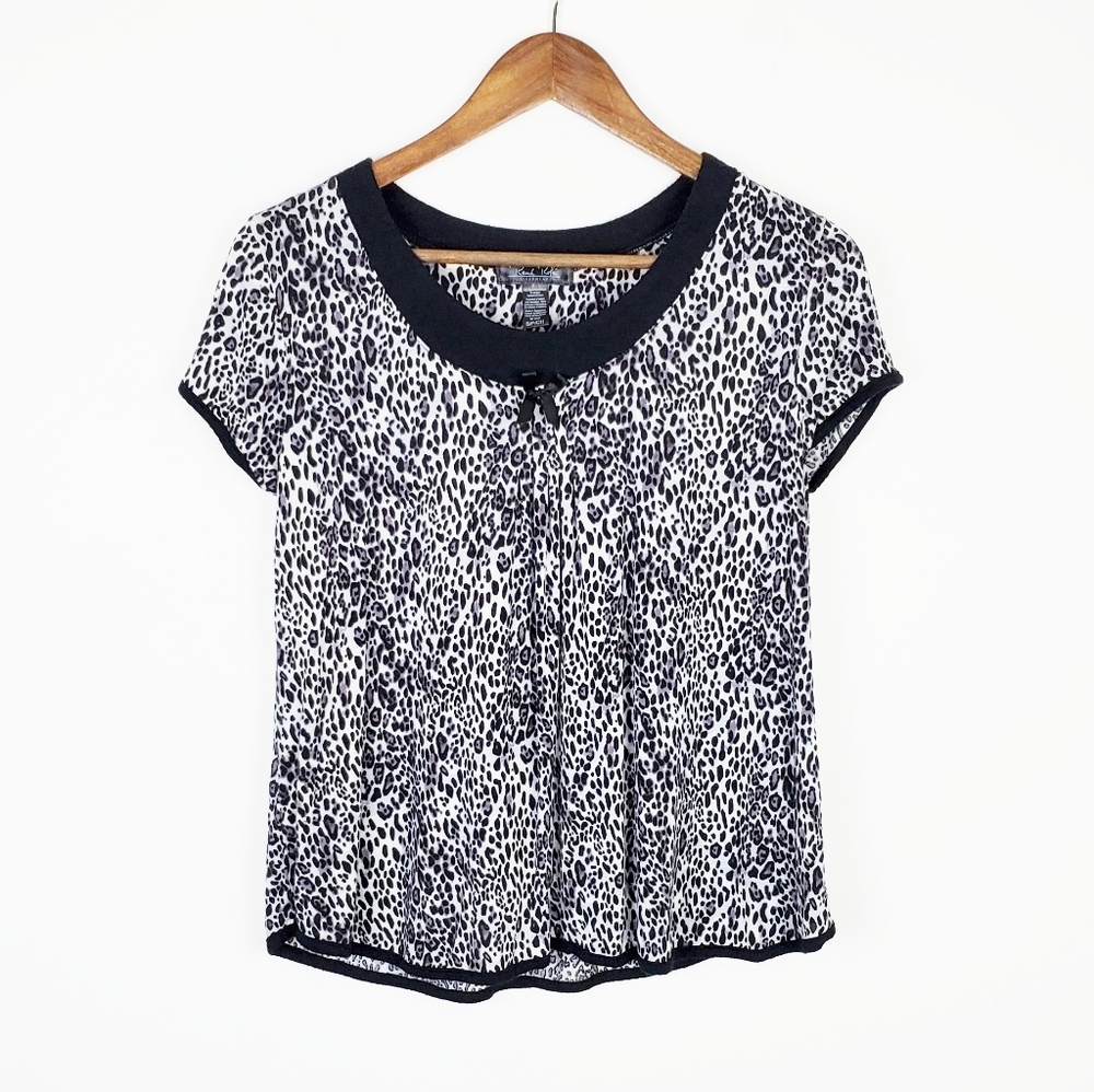 Rene Rofe Womens Short Sleeve‎ Cheetah Pajama Top